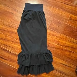 Black womens 2 layer ruffle pants